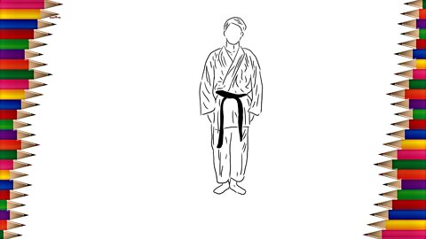 Karateca Fazendo Kata|Faixa Preta de Karatê | Desenho Irado Nº 03|2021