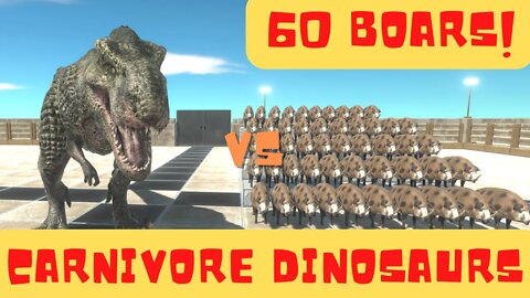 60 Boars vs Carnivore Dinosaurs Units - Animal Revolt Battle Simulator