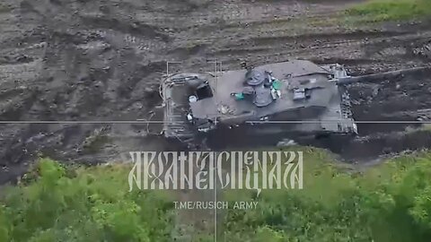 ZALA Lancet suicide drone hitting a Leopard 2A6 tank of the Armed Forces of Ukraine