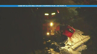 Semi-truck struck by train in Lake Worth Beach