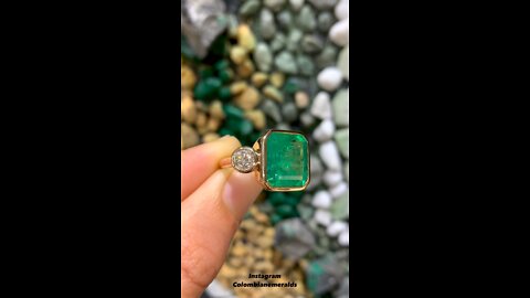 jewelry making - how make 9.18 carat three stone emerald and diamond bezel ring for women