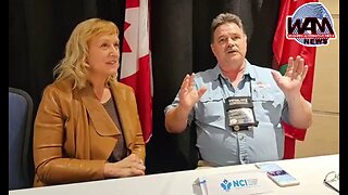 NCI - Spokesperson Michelle Leduc Catlin & Dave MacKenzie of Canadian Trucking Magazine