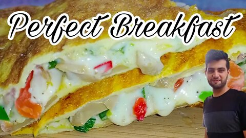 10 Minute Breakfast Recipe | Easy & Quick Breakfast Mushroom Omelette Recipe |Subtitle English Malay