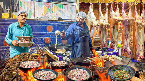 MOST FAMOUS Ilyas Dumba Karahi of Lahore - EXTREME Lamb Karahi of Pakistan - Mutton Street Food 🐑🐑🐑