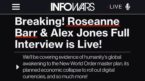 Roseanne Barr on The Great Awakening, in-Studio with Alex Jones — Her First EVER InfoWars Appearance! Check it Out!!