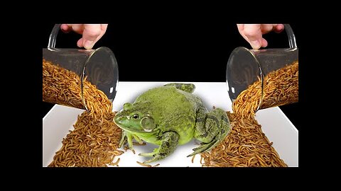 Frog and 1000 Mealworms [Live feeding]