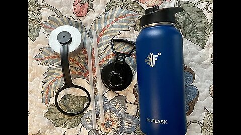 Dr.FLASK Sports Water Bottle - 32 Oz, 3 Lids (Straw Lid), Leak Proof, Vacuum Insulated Stainles...