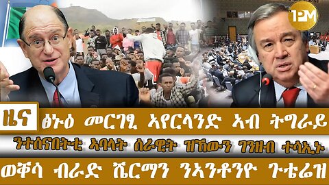 ፅኑዕ መርገፂ ኣየርላንድ፣ ኣብ ትግራይ ንተሰናበትቲ ኣባላት ሰራዊት ዝኸውን ገንዘብ ተሳኢኑ፣ ወቐሳ ብራድ ሼርማን ንኣንቶንዮ ጉቴሬዝ