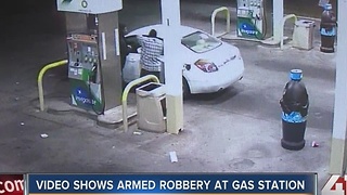 Video shows armed robbery at gas station