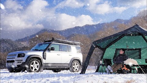 👽 NEW-TECH GEAR CAMPING 🌨 -16℃ ALONE In The SNOW / Land Rover DEFENDER