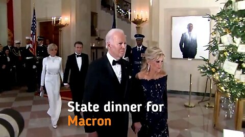 A lavish state dinner for Macron is attended by celebrities