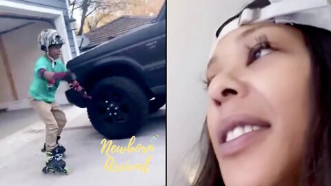 Lil Fizz & Moniece Slaughter's Son Kam Try Out New Inline Skates! 🛹