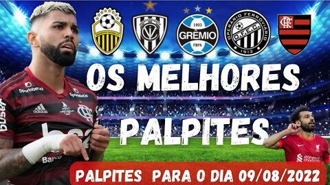 PALPITES DE FUTEBOL PARA HOJE - PALPITES PARA O DIA 09/08/2022