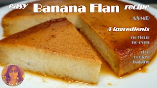 Easy Banana Flan Recipe | 5 Ingredient Banana Flan | ASMR | EASY RICE COOKER RECIPES