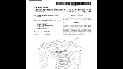 Patent- Tornado and Hurricane Control System