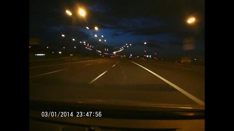 Polish A1 highway in Silesia at night