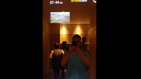 Futuristic public bathroom mirror in Korea
