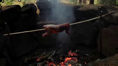 PRIMITIVE SURVIVAL, DRESSING AND COOKING SQUIRREL