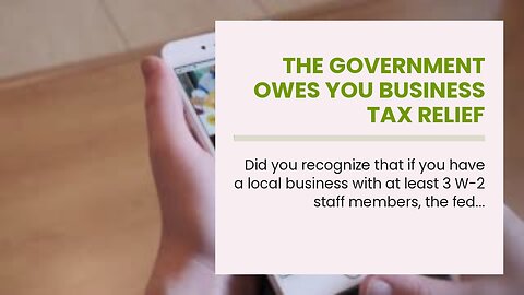 The Government Owes You Business Tax Relief