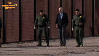 Biden walks literally a few steps along the fence, shuffling his feet, during his photo-op at the border.
