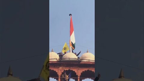 Sikhs Hoist Khalistan Flag Nishan Sahib On The Lal Qila Red Fort Delhi