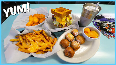 INCREDIBLE TASTING FOOD CHALLENGE WITH CHEESY FRIES AND DEEP FRIED OREOS!