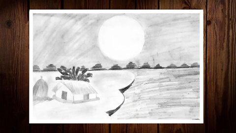 How to Draw Moonlight Scenery Drawing with Pencil Sketch