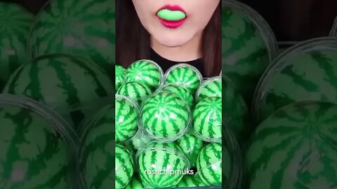 【ASMR】GUMMY WATERMELON💗 WATERMELON GUMMY, GUMMY,WATERMELON BALL EATING SOUNDS #shorts