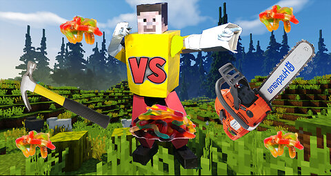 Minecraft. Chainsaw vs hammer. Worms test