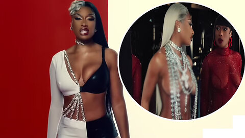 Megan Thee Stallion showcases her nakedness in a silver chains & sheer catsuit music video for Hiss