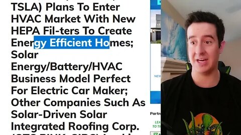 Tesla TSLA Stock News Plans To Enter HVAC Market With New HEPA Batteries Solar SIRC