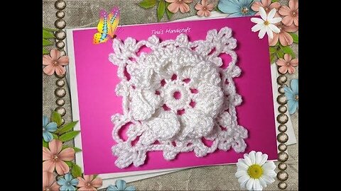 3d flower motif square - crochet stich No42