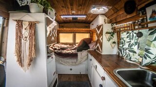 Full Time Vanlife for 2 years! Amazing DIY Camper Build is Home to couple. Van life tour.