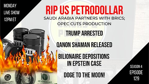 EP129: RIP PetroDollar, Trump Arrested, Q Shaman Released, IRS v Taibbi, Epstein Case, DOGE to Moon