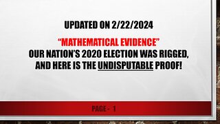 Mathematical Evidence that our Nation’s 2020 ELECTION WAS RIGGED!