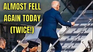 Clumsy Joe just STUMBLED on the Short Stairs of Air Force One Today…TWICE!
