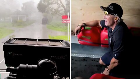 Golfer Bravely Faces Intense Weather Conditions On The Course