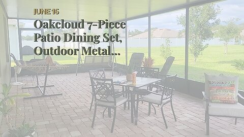 Oakcloud 7-Piece Patio Dining Set, Outdoor Metal Furniture Dining Table Set 6 Stackable Patio D...