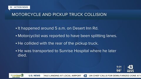 Fatal crash: Motorcyclist killed near Sunrise Hospital; drivers asked to avoid Desert Inn Road