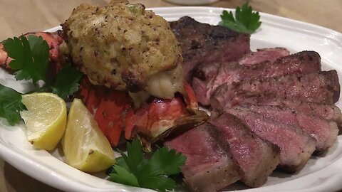 Grilled Porterhouse Steak & Stuffed Lobster Tail - Lobel's Surf & Turf