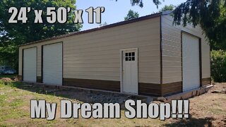 24 x 50 x 11 Steel Building. My New Shop