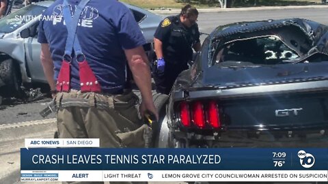 Crash leaves tennis star paralyzed