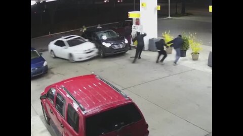 Surveillance shows wild altercation at gas station in Van Buren Township