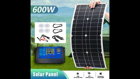 600W 18V Single Crystal Solar Panel Dual USB 12V/5V D