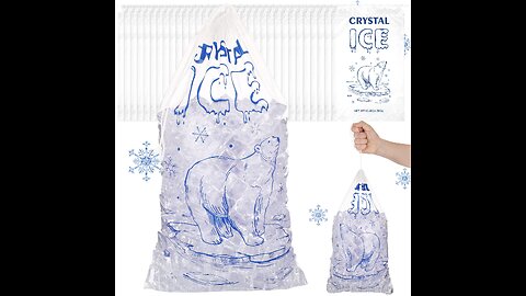 Crystal Clear Plastic Ice Bags with Cotton Draw String, 10 lb., Pack of 100