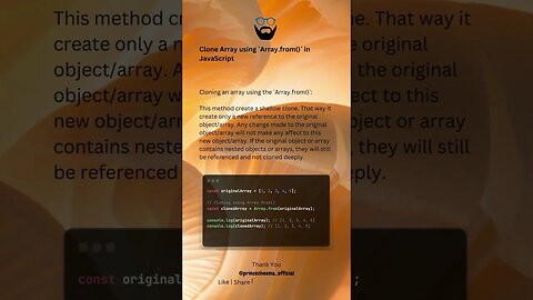 Clone Array using `Array.from()` in JavaScript ( #shorts )