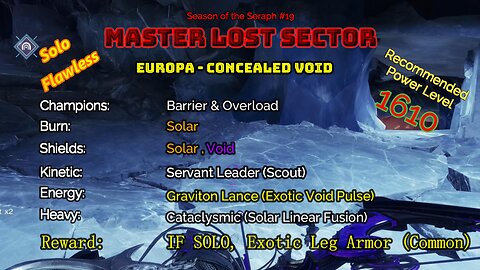 Destiny 2 Master Lost Sector: Europa - Concealed Void on my Warlock Solo-Flawless 1-24-23