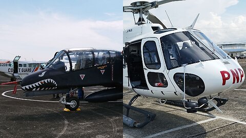 The Philippine Air Force’s OV-10 Bronco and the PNP’s H125 Helicopter at the PFDX 2023