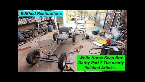 EdShed's White Horse Soap Box Derby Car Part 7 Taking shape the Steerings sorted but no Brakes yet!!