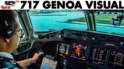 Piloting Boeing 717 Circling Visual Approach to Genoa | Cockpit Views